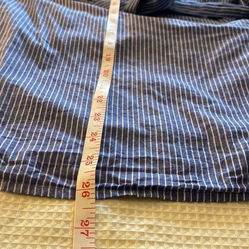 BEACH Lunch Lounge Collection Cotton Faux Wrap Shirt SzM Blue White Pin Stripe - Picture 13 of 16